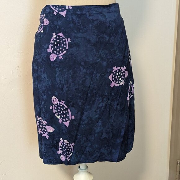 Vintage Batik Turtle Wrap Skirt Sarong Hippie Festival Boho Rayon Tropical - Picture 5 of 8